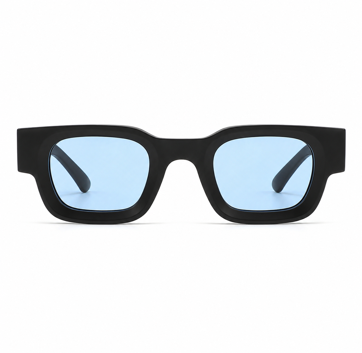 Black Square Sunglasses with Blue Tinted Lenses