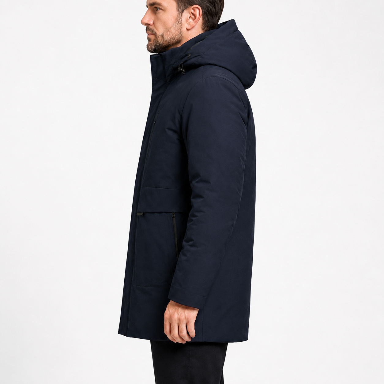 Men's Navy Hooded Winter Parka Jacket