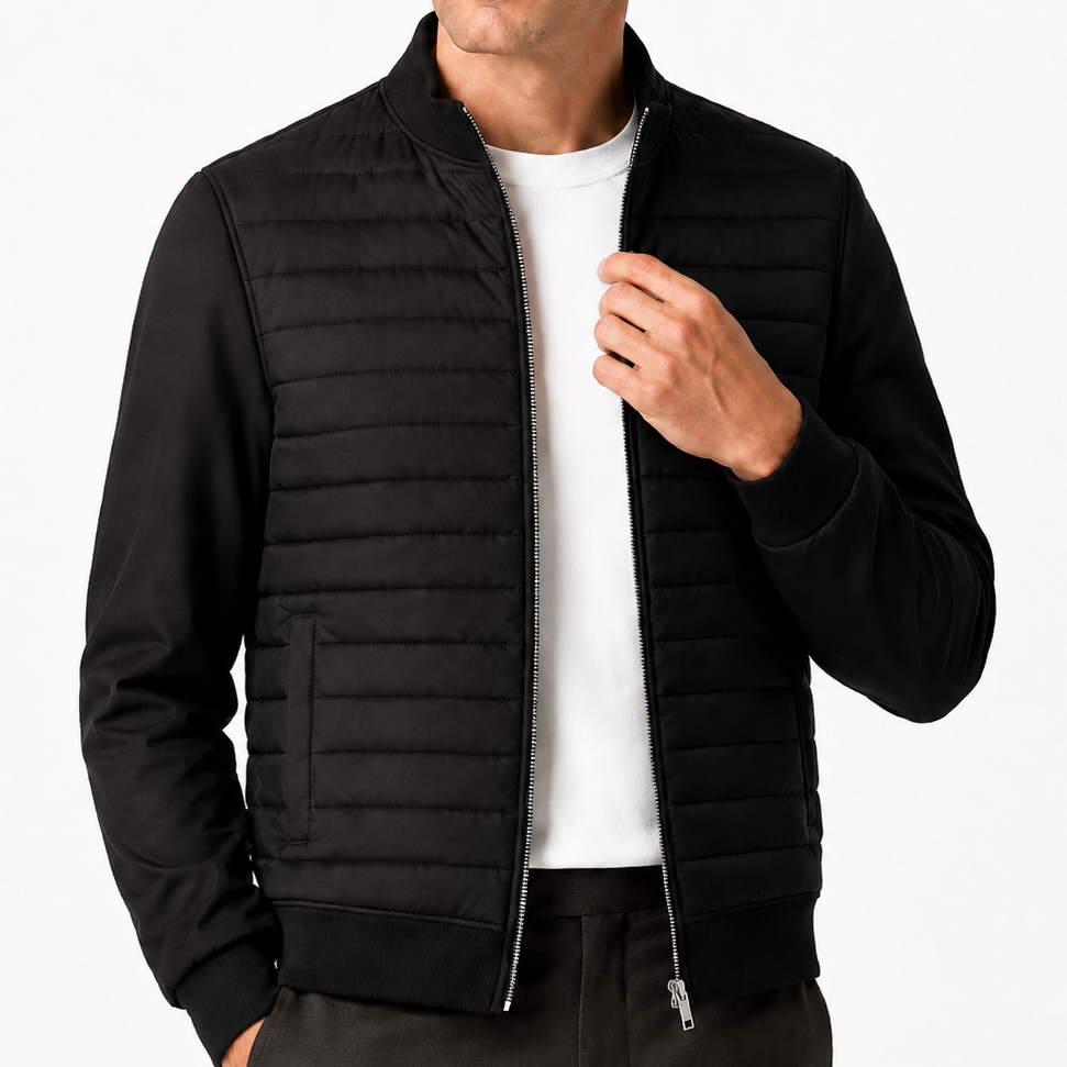 Men's Black Hybrid Zip Jacket