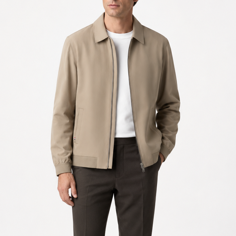 Men's Beige Lightweight Technical Zip Jacket