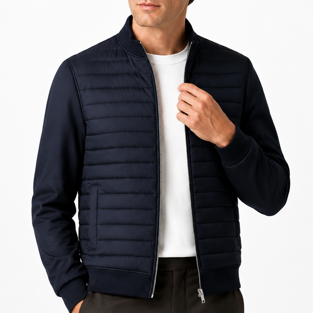 Men's Navy Hybrid Zip Jacket