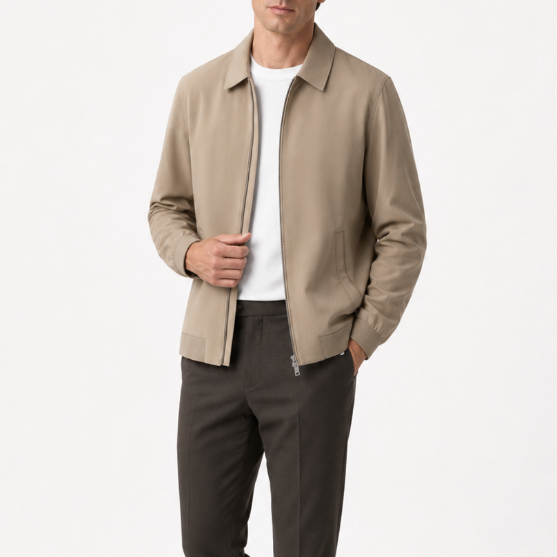 Men's Beige Lightweight Technical Zip Jacket