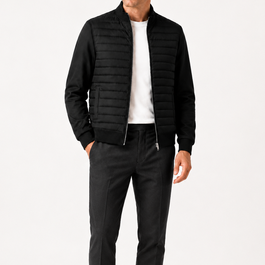 Men's Black Hybrid Zip Jacket