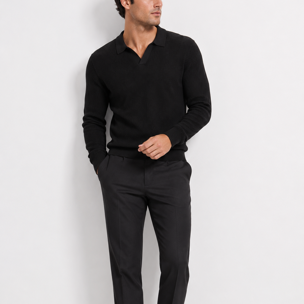 Men's Open-Weave Knit Polo Shirt