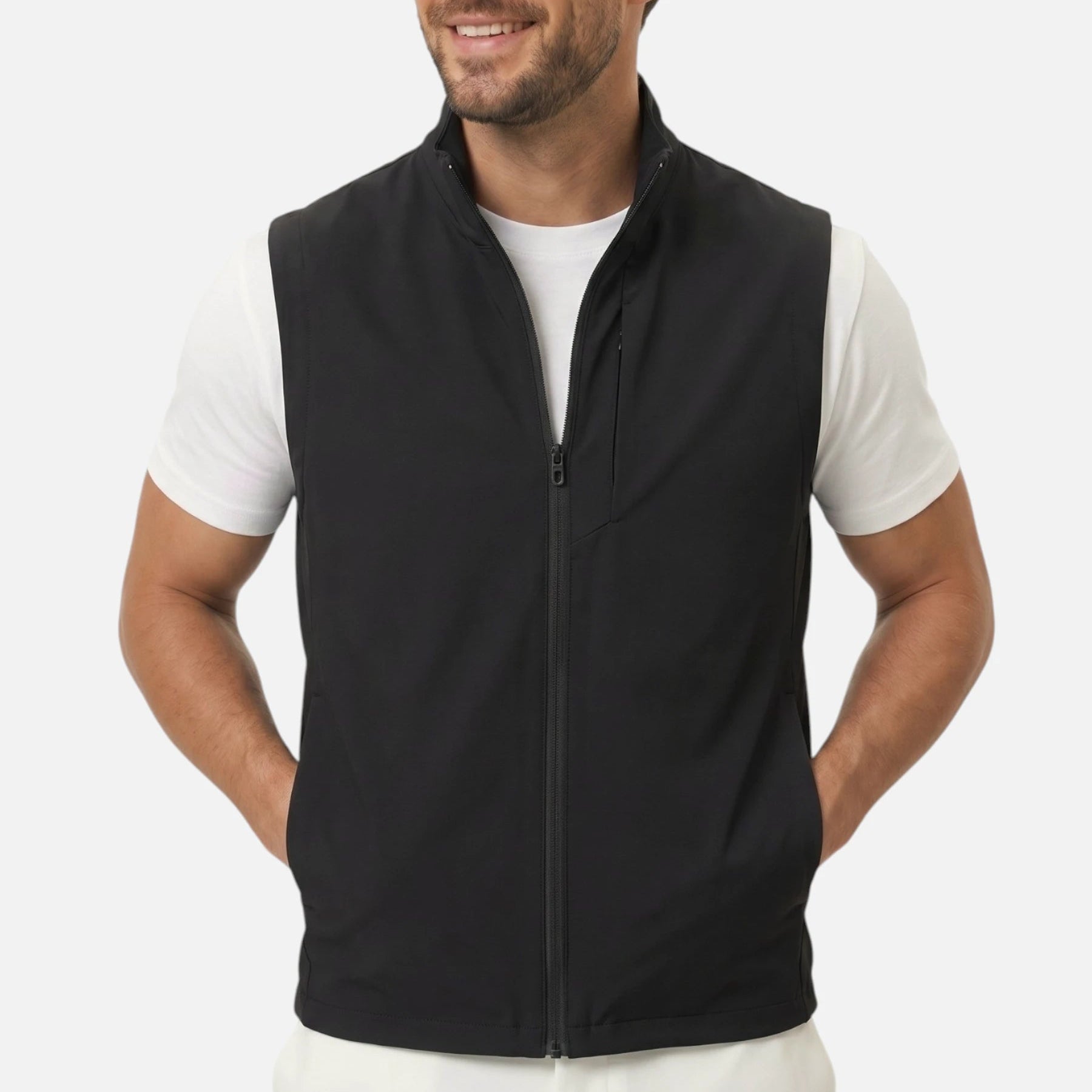Men’s Zip-Up Vest with Stand Collar