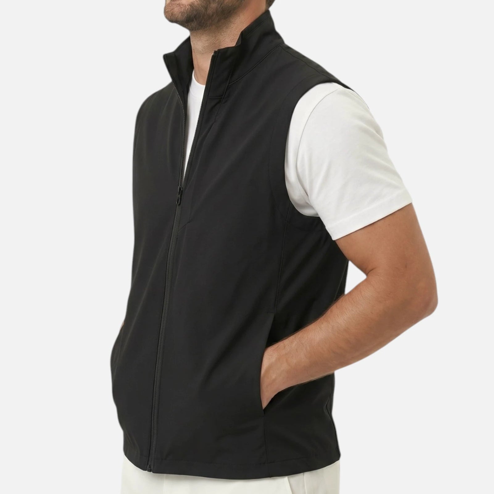 Men’s Zip-Up Vest with Stand Collar