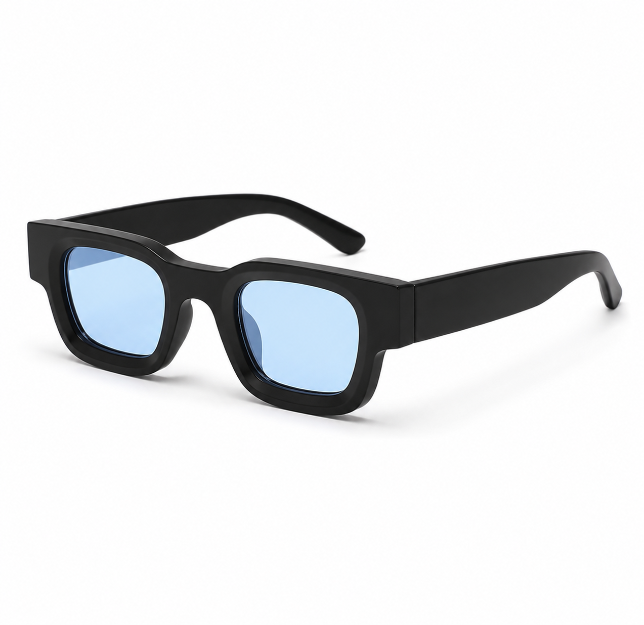 Black Square Sunglasses with Blue Tinted Lenses