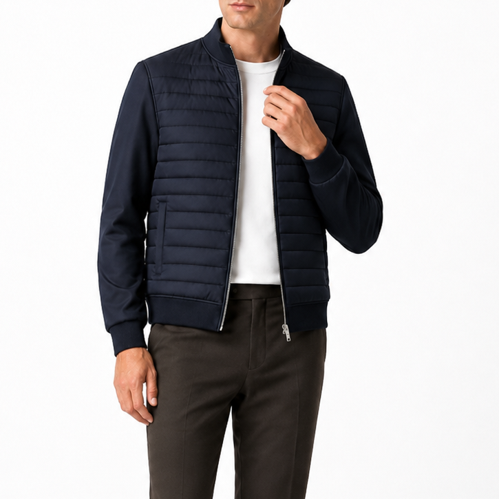 Men's Navy Hybrid Zip Jacket