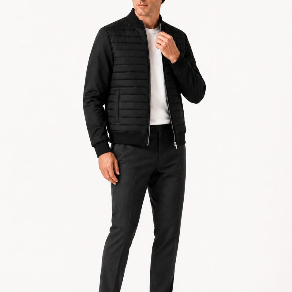 Men's Black Hybrid Zip Jacket