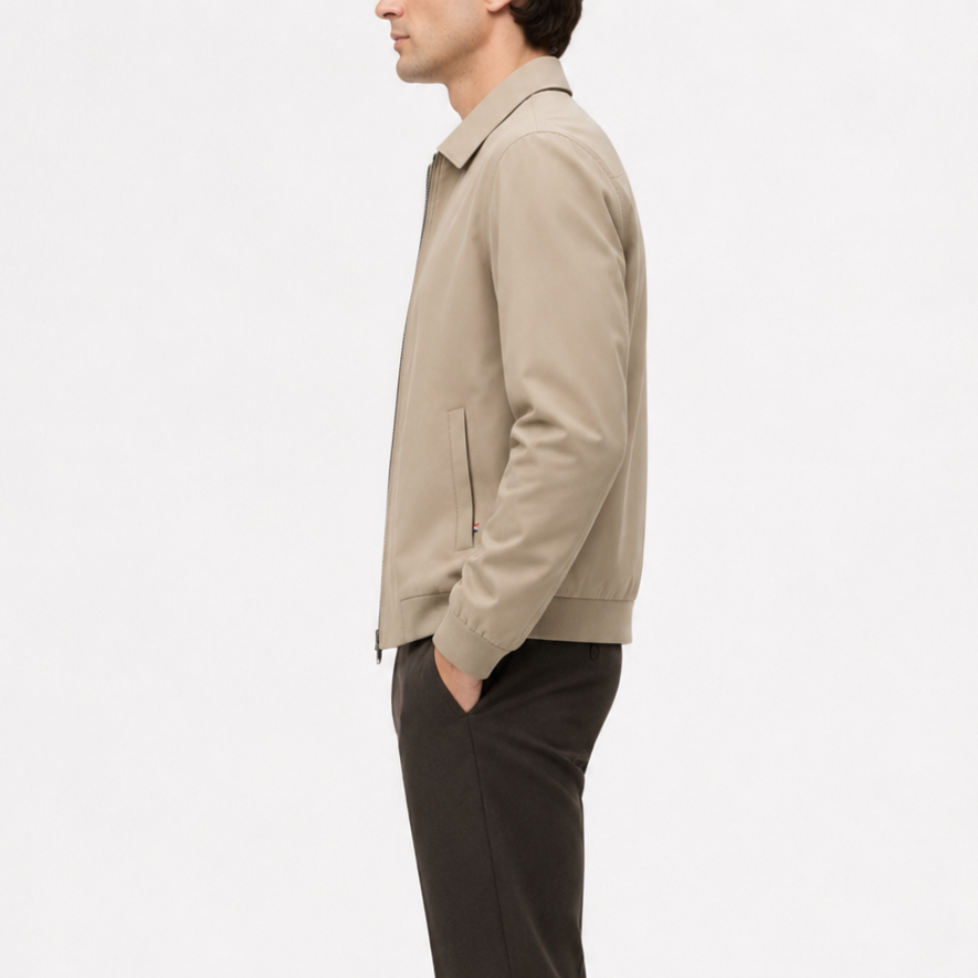 Men's Beige Lightweight Technical Zip Jacket