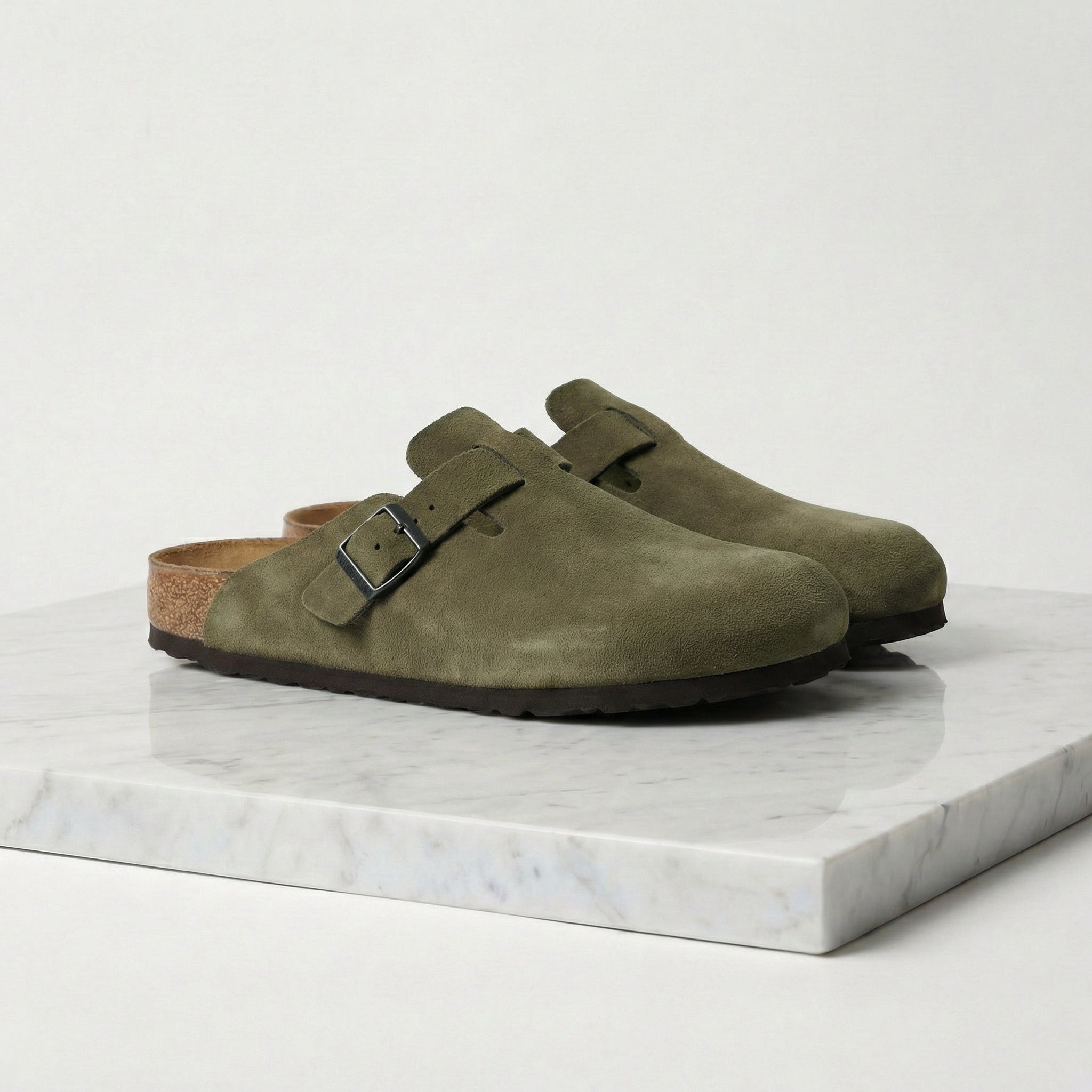 Men’s Double-Buckle Suede Sandals