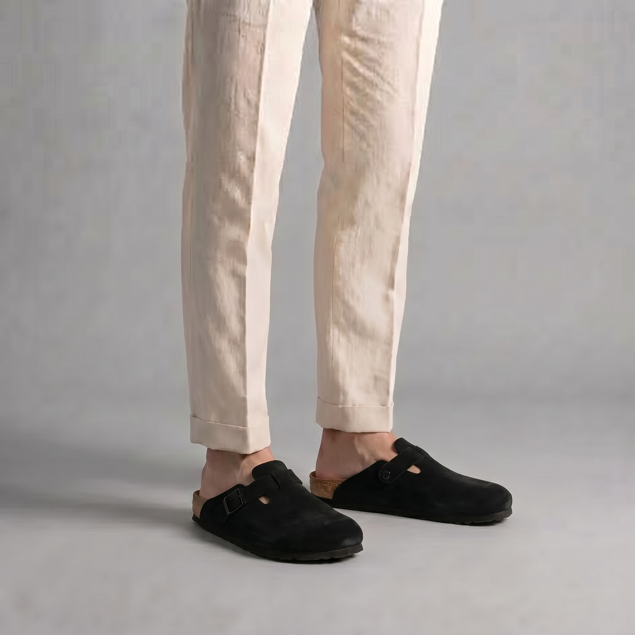 Men’s Double-Buckle Suede Sandals