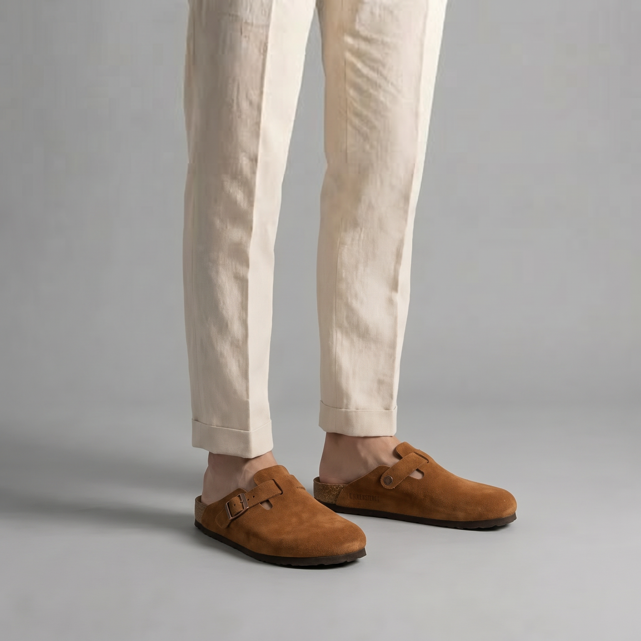 Men’s Double-Buckle Suede Sandals