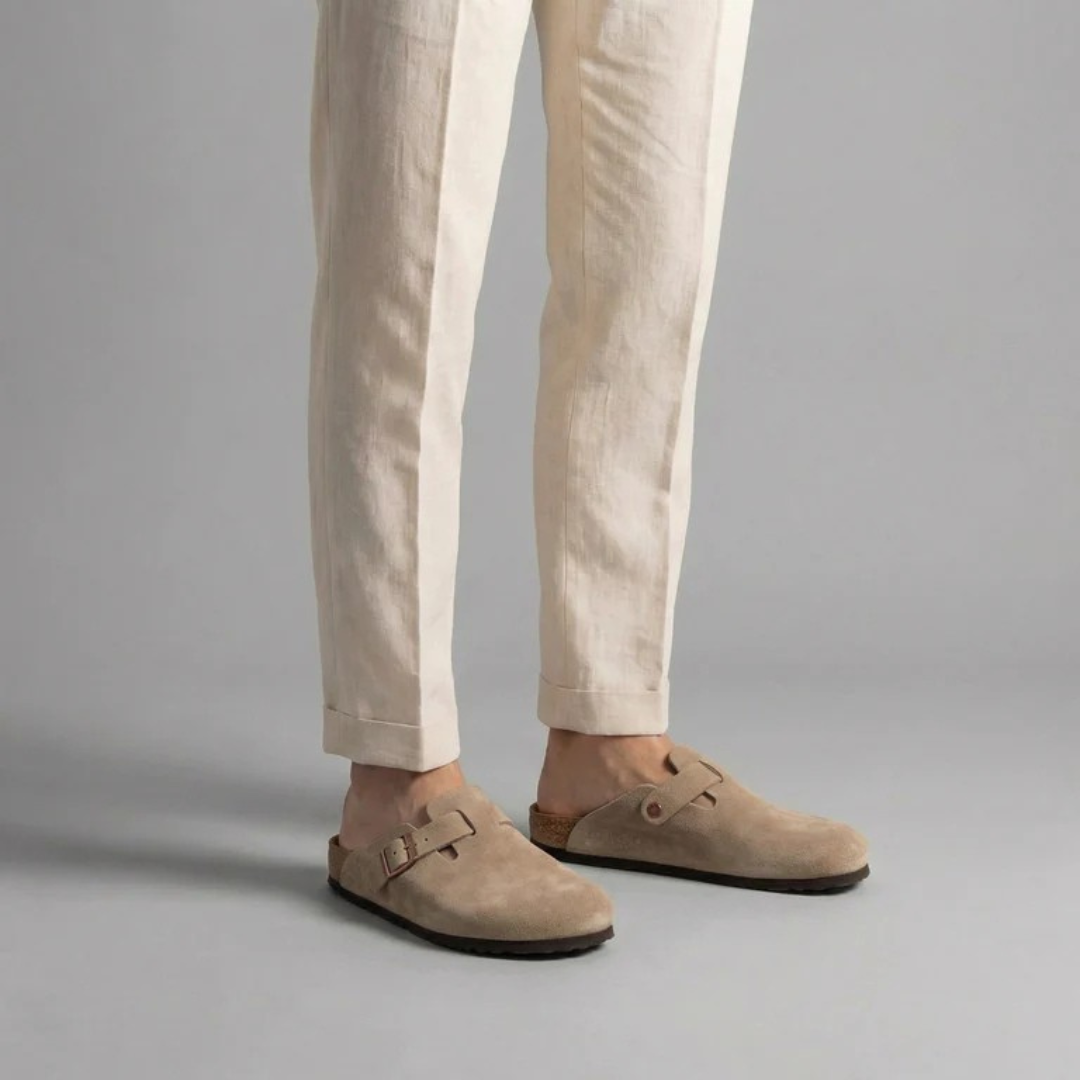 Men’s Double-Buckle Suede Sandals