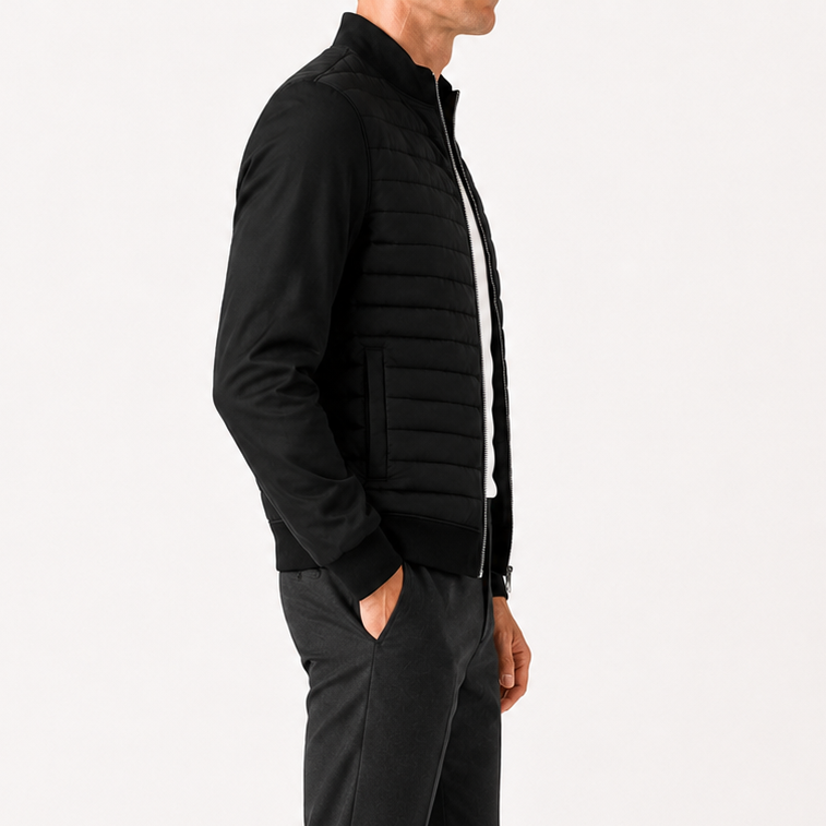 Men's Black Hybrid Zip Jacket