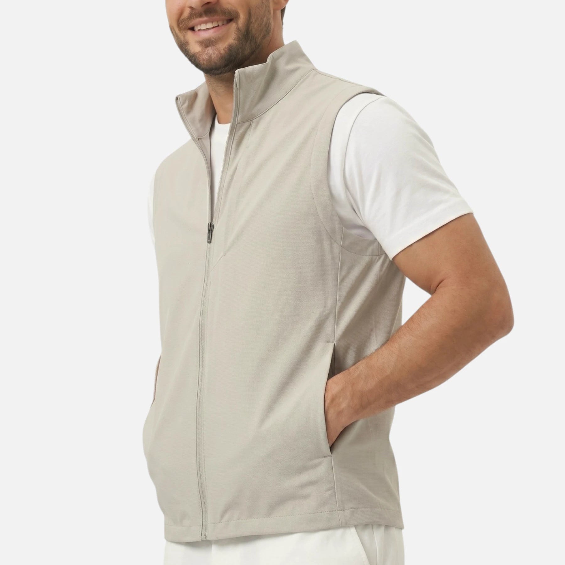 Men’s Zip-Up Vest with Stand Collar